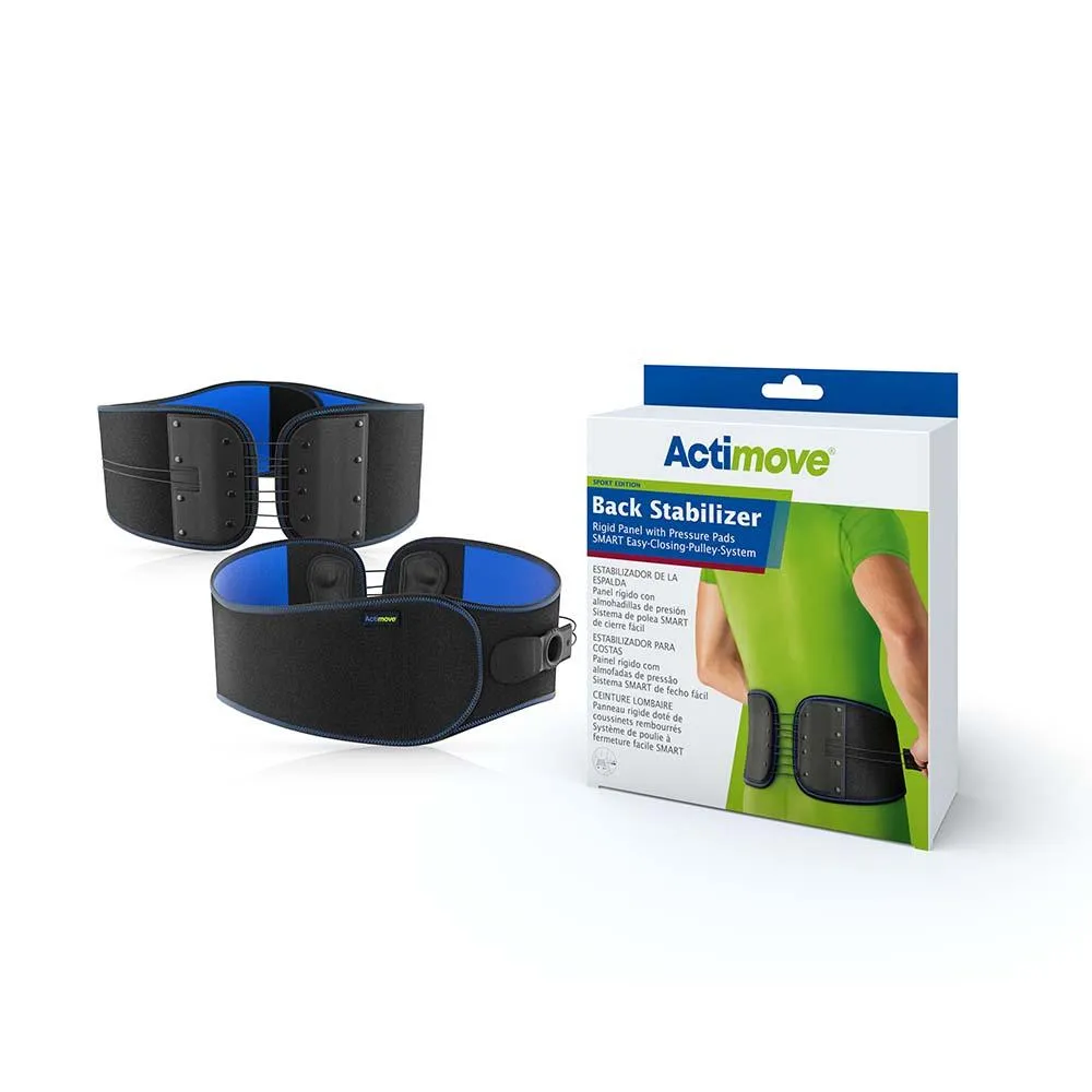 Actimove Sports Edition Back Support Rigid Panel, Pressure Pads, Smart Easy-Closing-Pulley-System, Black