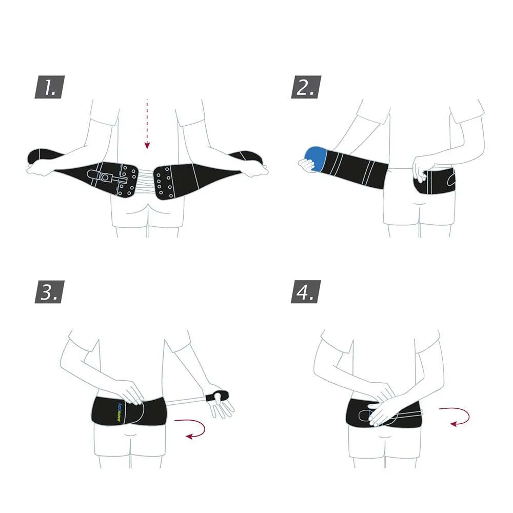 Actimove Sports Edition Back Support Rigid Panel, Pressure Pads, Smart Easy-Closing-Pulley-System, Black