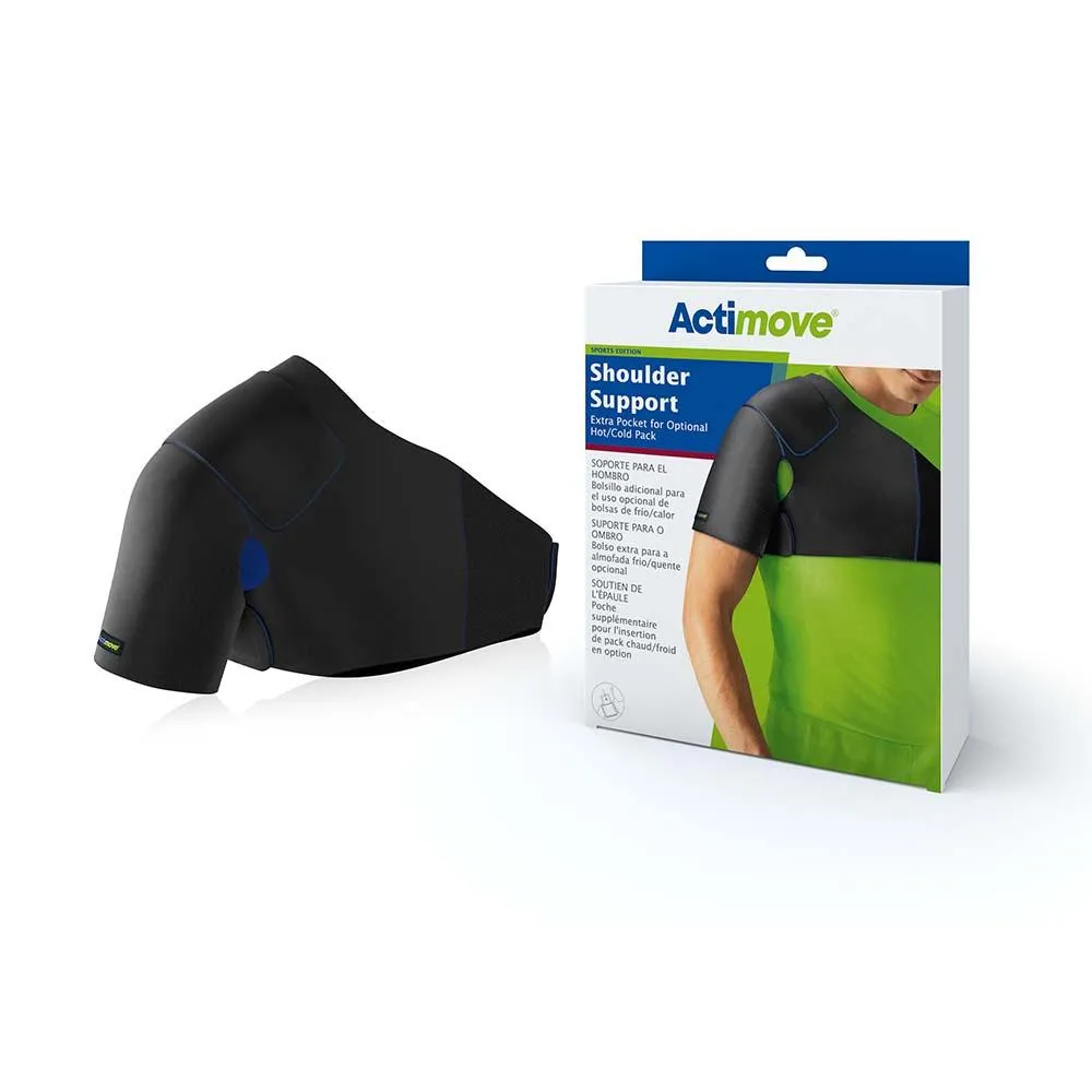 Actimove Sports Edition Shoulder Support, Extra Pocket for Optional Hot/Cold Pack, Black