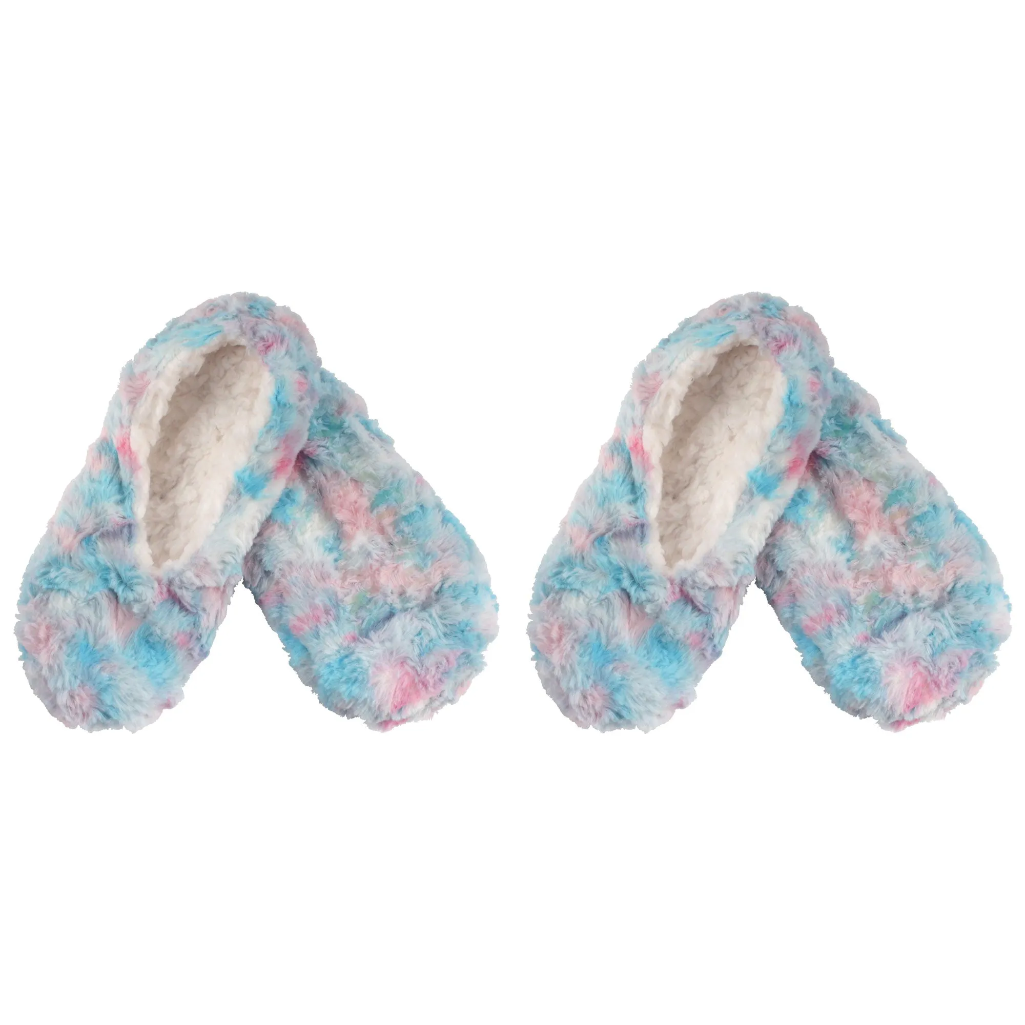 Adult Super Soft Warm Cozy Fuzzy Soft Touch Slippers Non-Slip Lined Socks, 2 Pairs