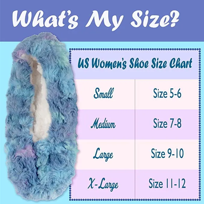 Adult Super Soft Warm Cozy Fuzzy Soft Touch Slippers Non-Slip Lined Socks, 2 Pairs