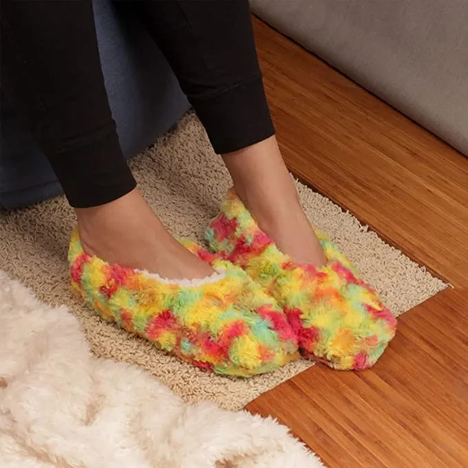 Adult Super Soft Warm Cozy Fuzzy Soft Touch Slippers Non-Slip Lined Socks, 2 Pairs