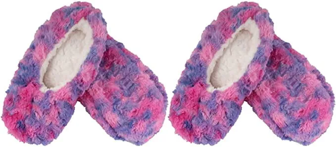 Adult Super Soft Warm Cozy Fuzzy Soft Touch Slippers Non-Slip Lined Socks, 2 Pairs