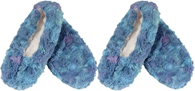 Adult Super Soft Warm Cozy Fuzzy Soft Touch Slippers Non-Slip Lined Socks, 2 Pairs