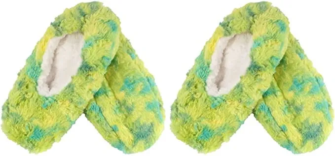Adult Super Soft Warm Cozy Fuzzy Soft Touch Slippers Non-Slip Lined Socks, 2 Pairs