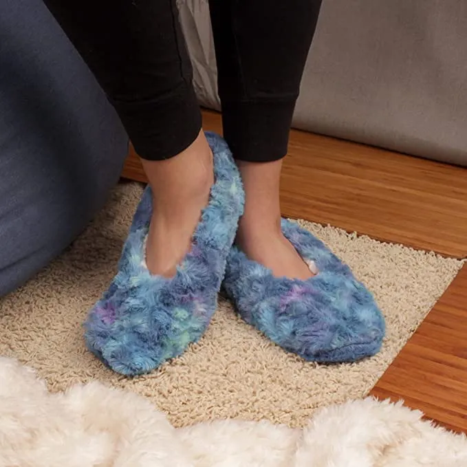Adult Super Soft Warm Cozy Fuzzy Soft Touch Slippers Non-Slip Lined Socks, 2 Pairs