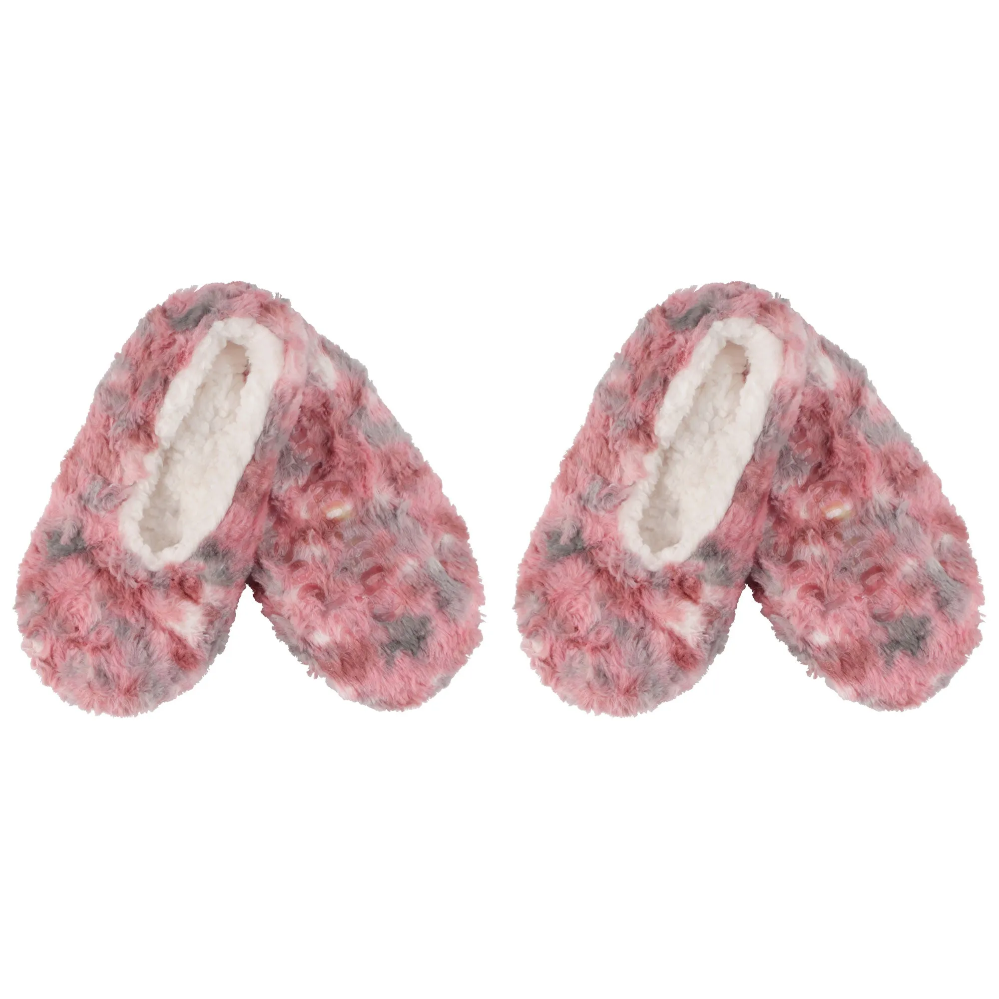Adult Super Soft Warm Cozy Fuzzy Soft Touch Slippers Non-Slip Lined Socks, 2 Pairs