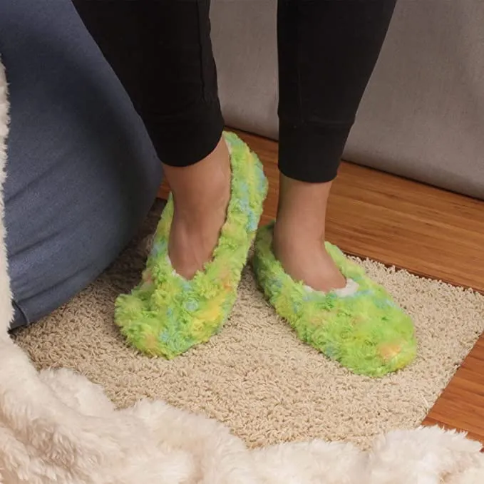 Adult Super Soft Warm Cozy Fuzzy Soft Touch Slippers Non-Slip Lined Socks, 2 Pairs