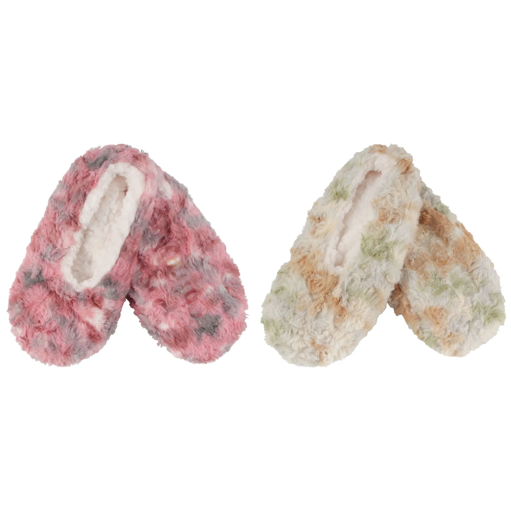 Adult Super Soft Warm Cozy Fuzzy Soft Touch Slippers Non-Slip Lined Socks, 2 Pairs