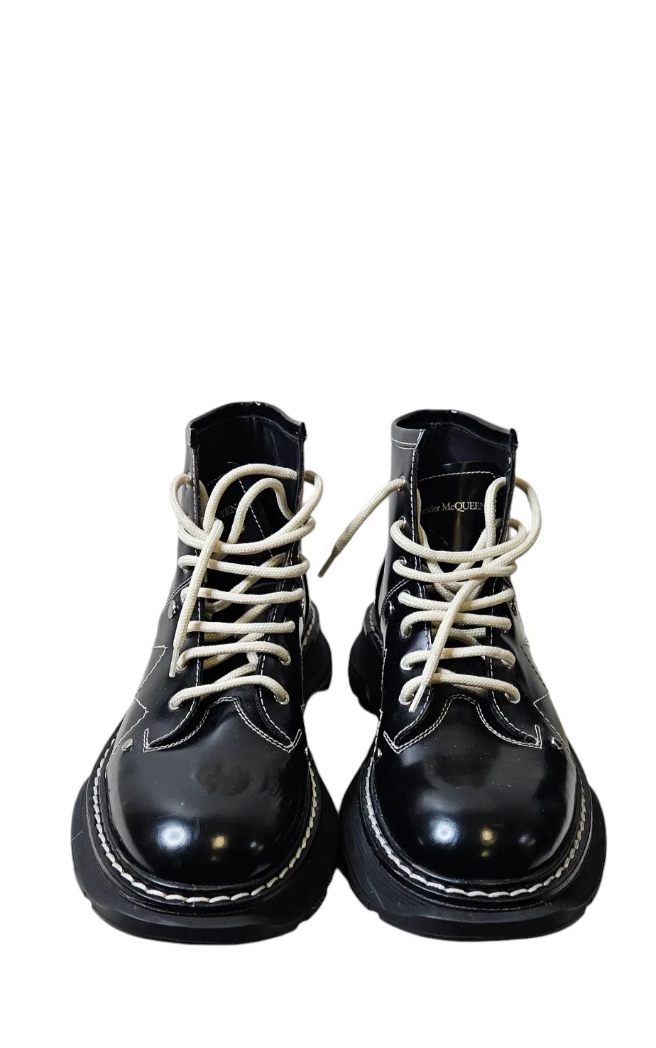 Alexander McQueen Black Tread Womens Ankle Boots