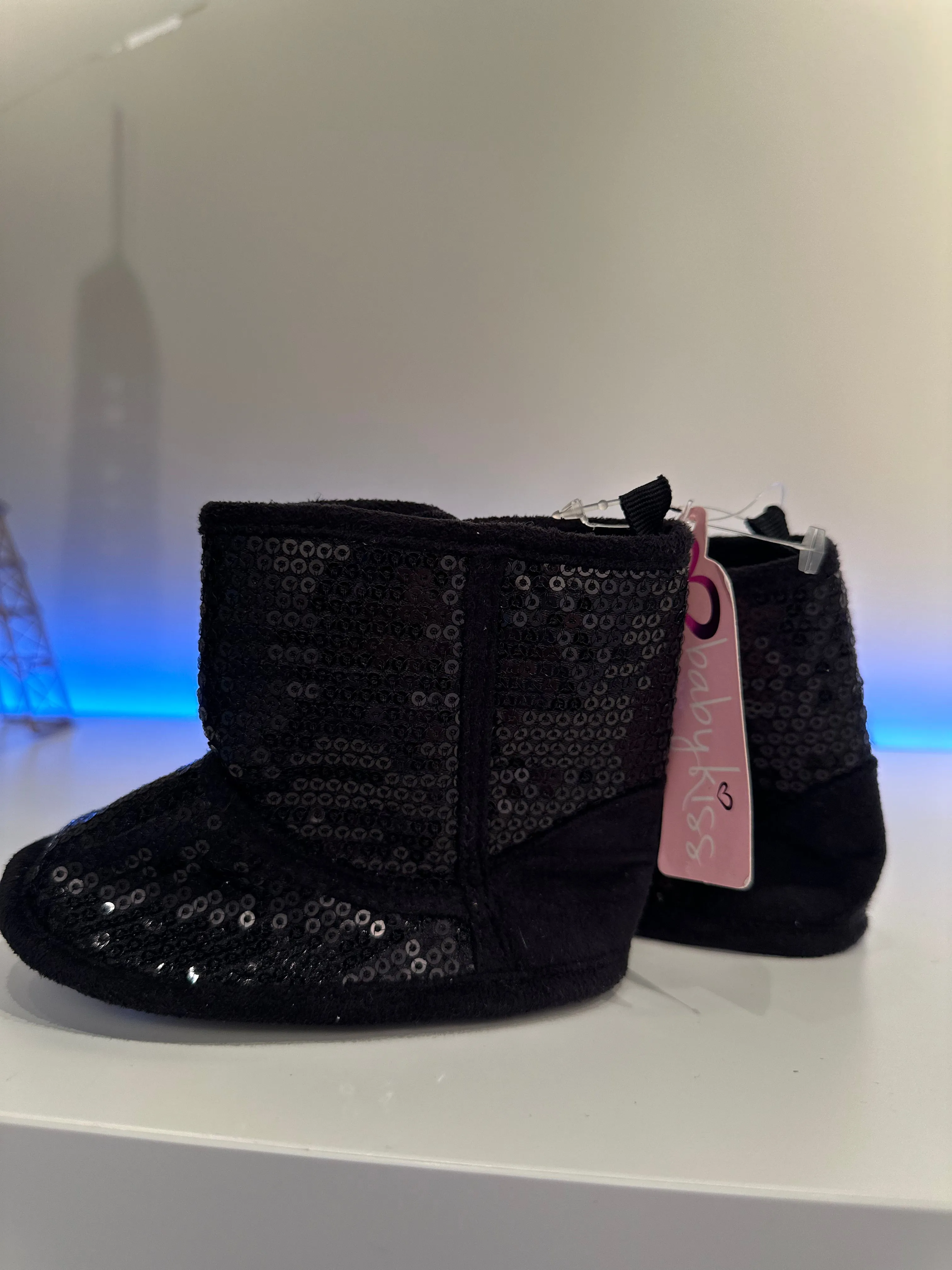 Baby Kiss Black Sequins Boots - 18 Months