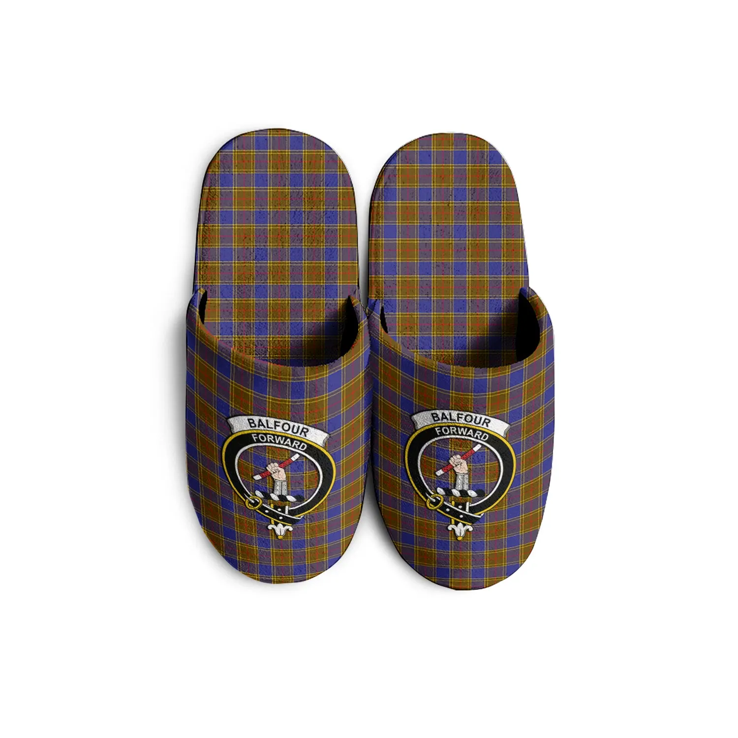 Balfour Tartan Home Slippers with Family Crest
