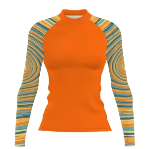 Blue and Yellow Sunset - Women's Surf UPF50  Long Sleeve Rash Guard