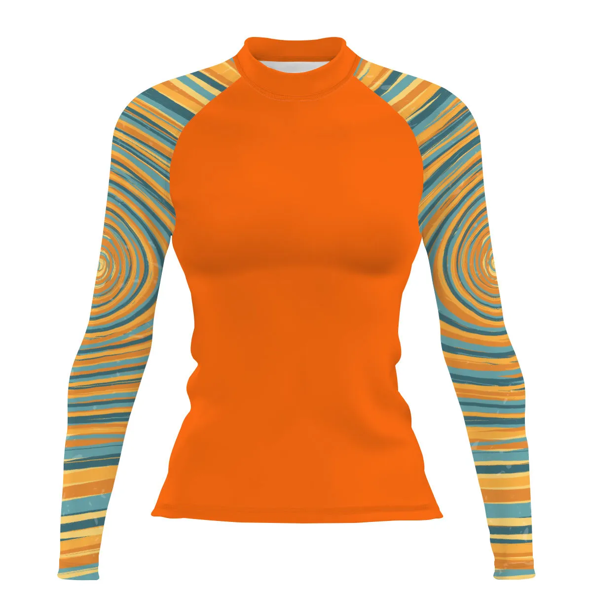 Blue and Yellow Sunset - Women's Surf UPF50  Long Sleeve Rash Guard