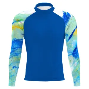 Blue Brush Strokes - Men's Surf UPF50  Long Sleeve Rash Guard