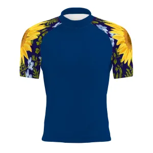 Blue Sunflower - Men's Surf UPF50  Short Sleeve Rash Guard
