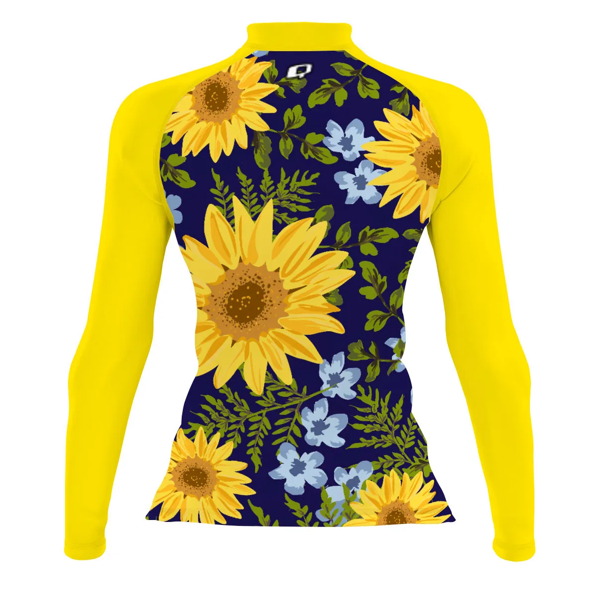 Blue Sunflower V1 - Women's Surf UPF50  Long Sleeve Rash Guard
