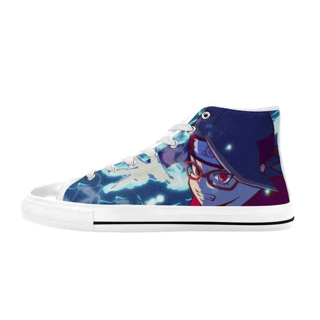 Boruto Naruto Next Generations Uchiha Sarada Shoes High Top Sneakers for Kids and Adults