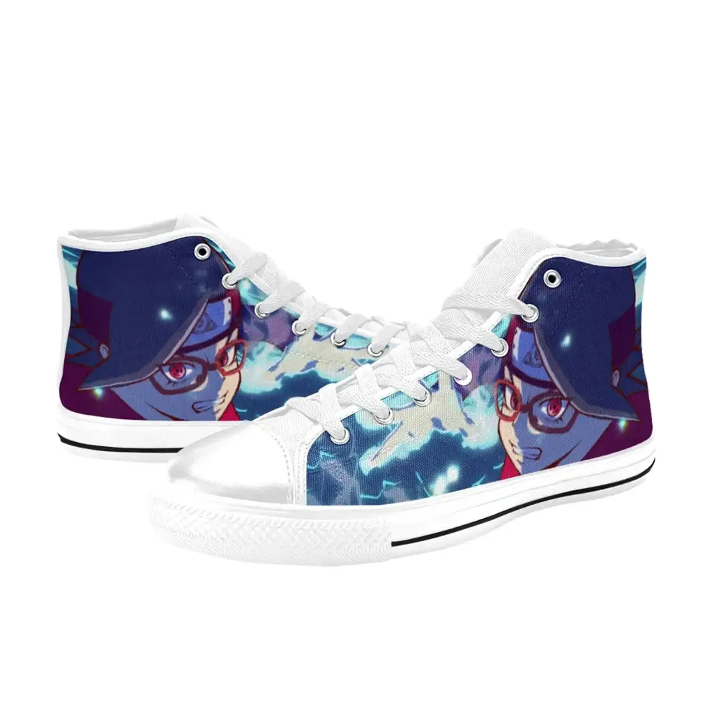 Boruto Naruto Next Generations Uchiha Sarada Shoes High Top Sneakers for Kids and Adults