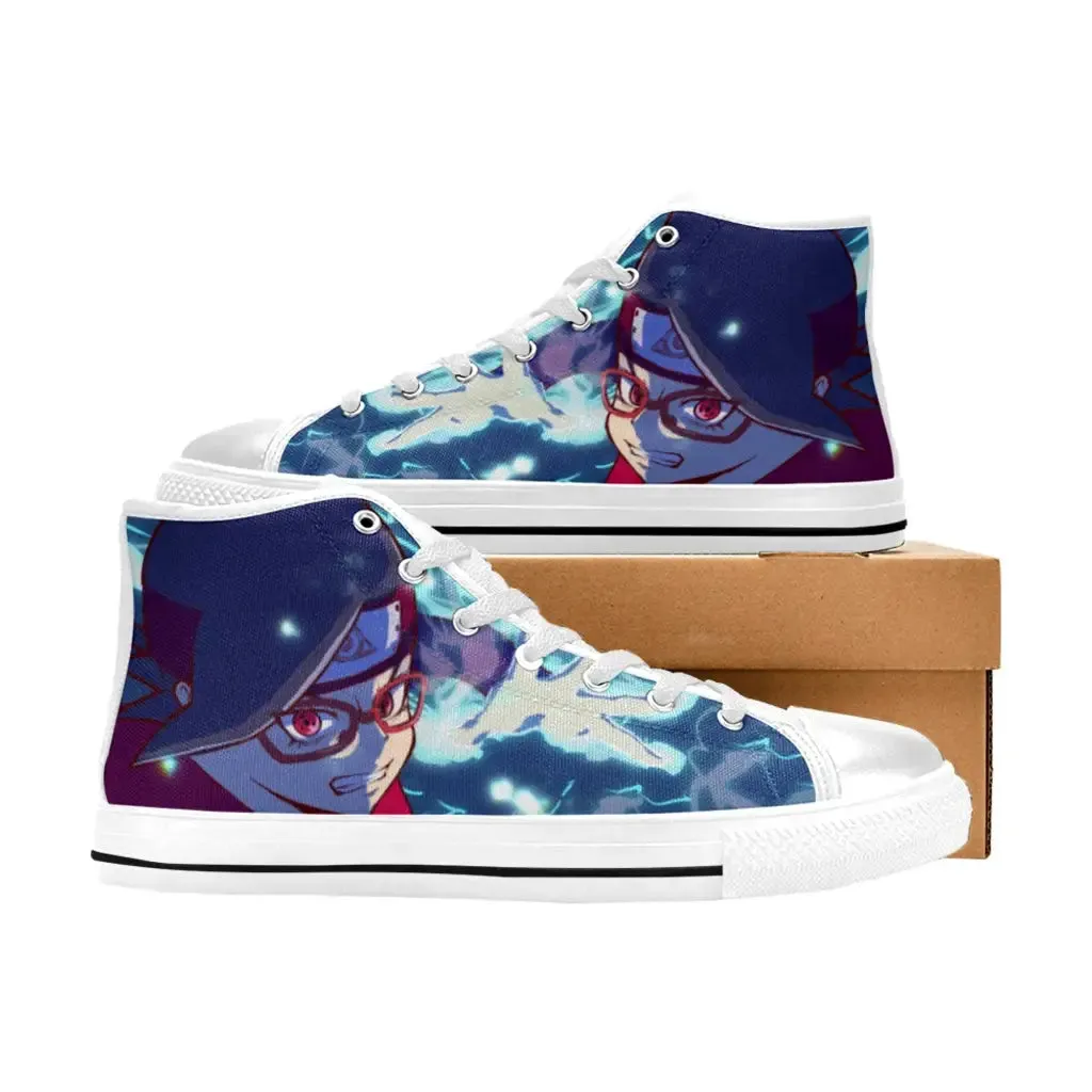 Boruto Naruto Next Generations Uchiha Sarada Shoes High Top Sneakers for Kids and Adults