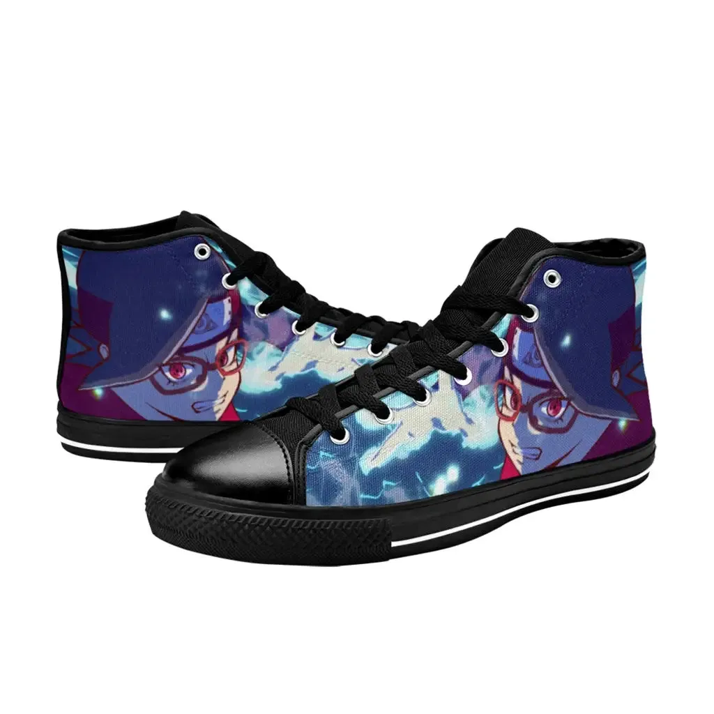 Boruto Naruto Next Generations Uchiha Sarada Shoes High Top Sneakers for Kids and Adults