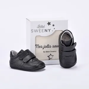 Boys Black Leather Pre-walker Trainers Boys Black Leather Pre-walker Trainers