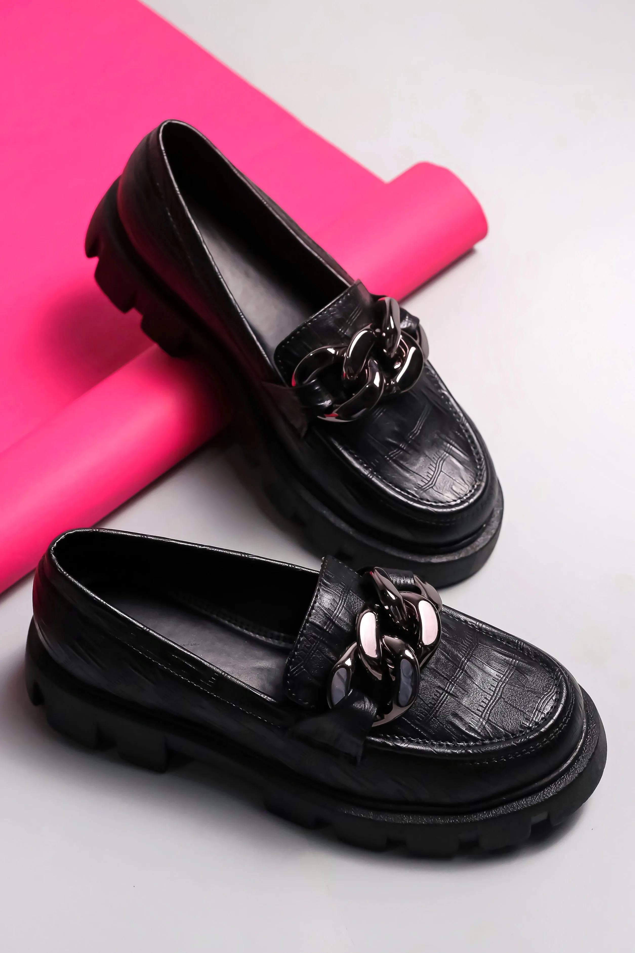 Brauch Black Patterned Embellished Loafer Shoe