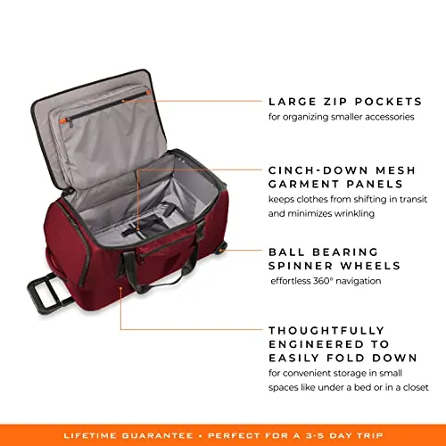 Briggs & Riley ZDX Upright Rolling Duffel Bag, Brick