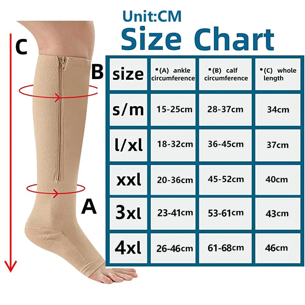 Brothock medical compression stockings sports pressure long cycling socks zipper professional Leg support thick women socks