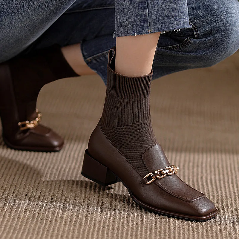 Cadence Loafer Style Sock Ankle Boots