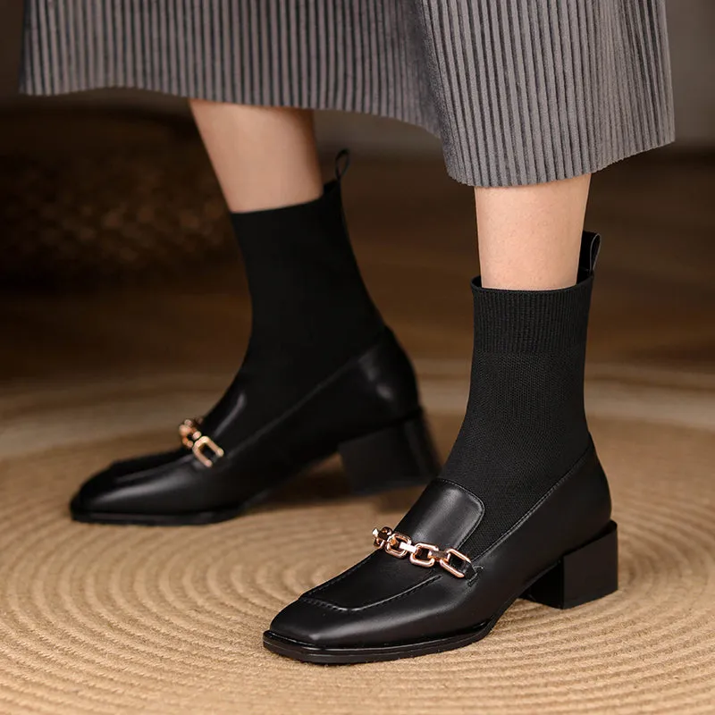 Cadence Loafer Style Sock Ankle Boots