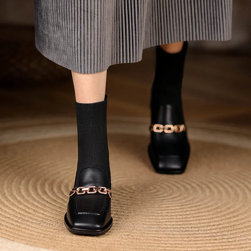 Cadence Loafer Style Sock Ankle Boots