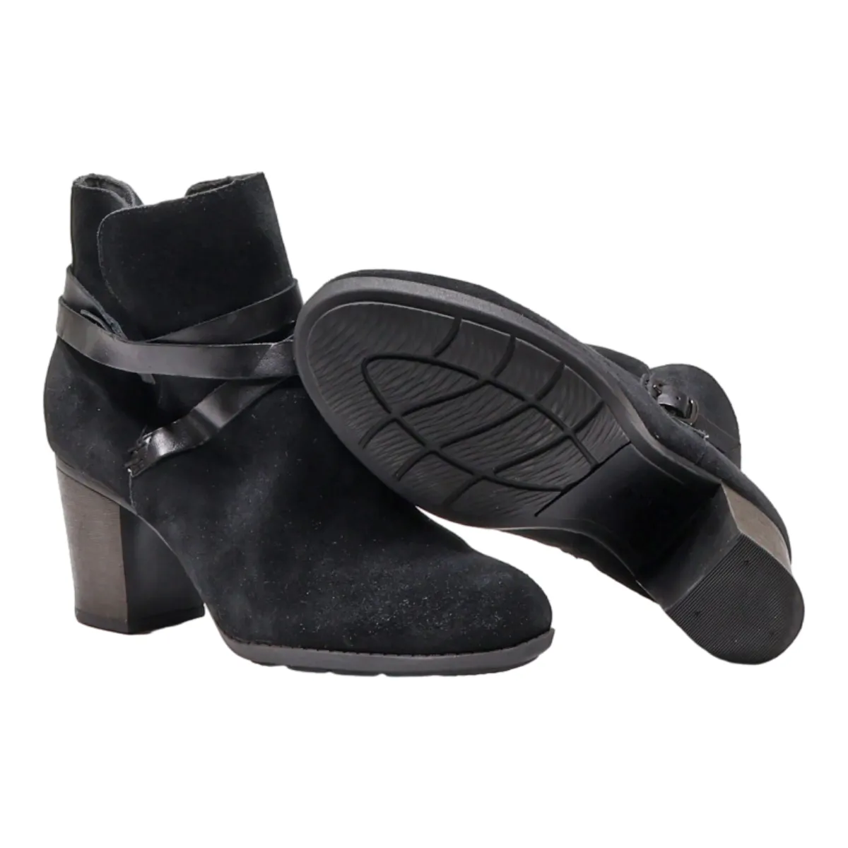 CLARKS Ankle Boots Black Suede Womens UK 6