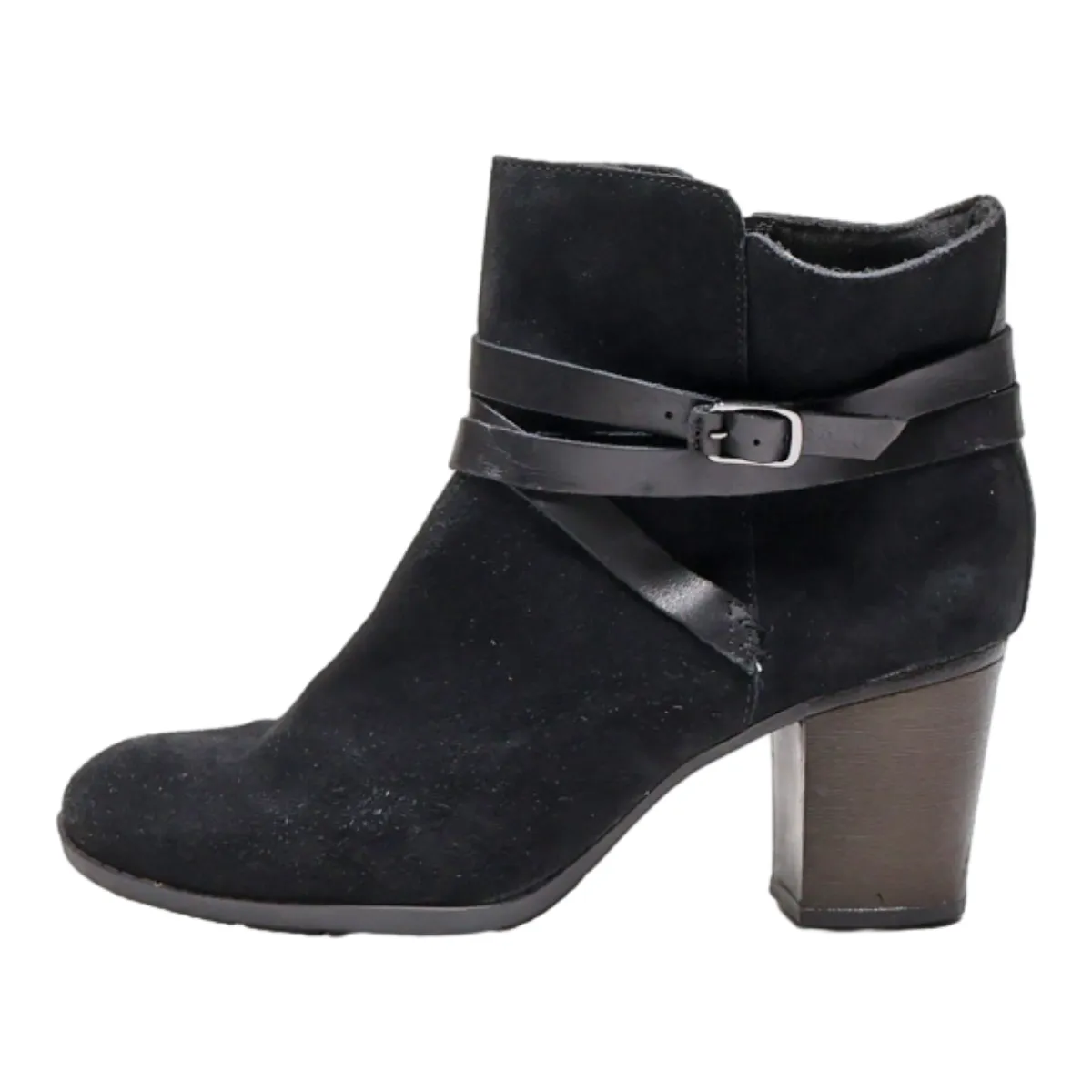 CLARKS Ankle Boots Black Suede Womens UK 6