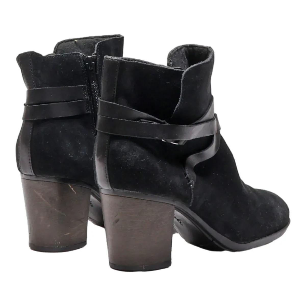 CLARKS Ankle Boots Black Suede Womens UK 6