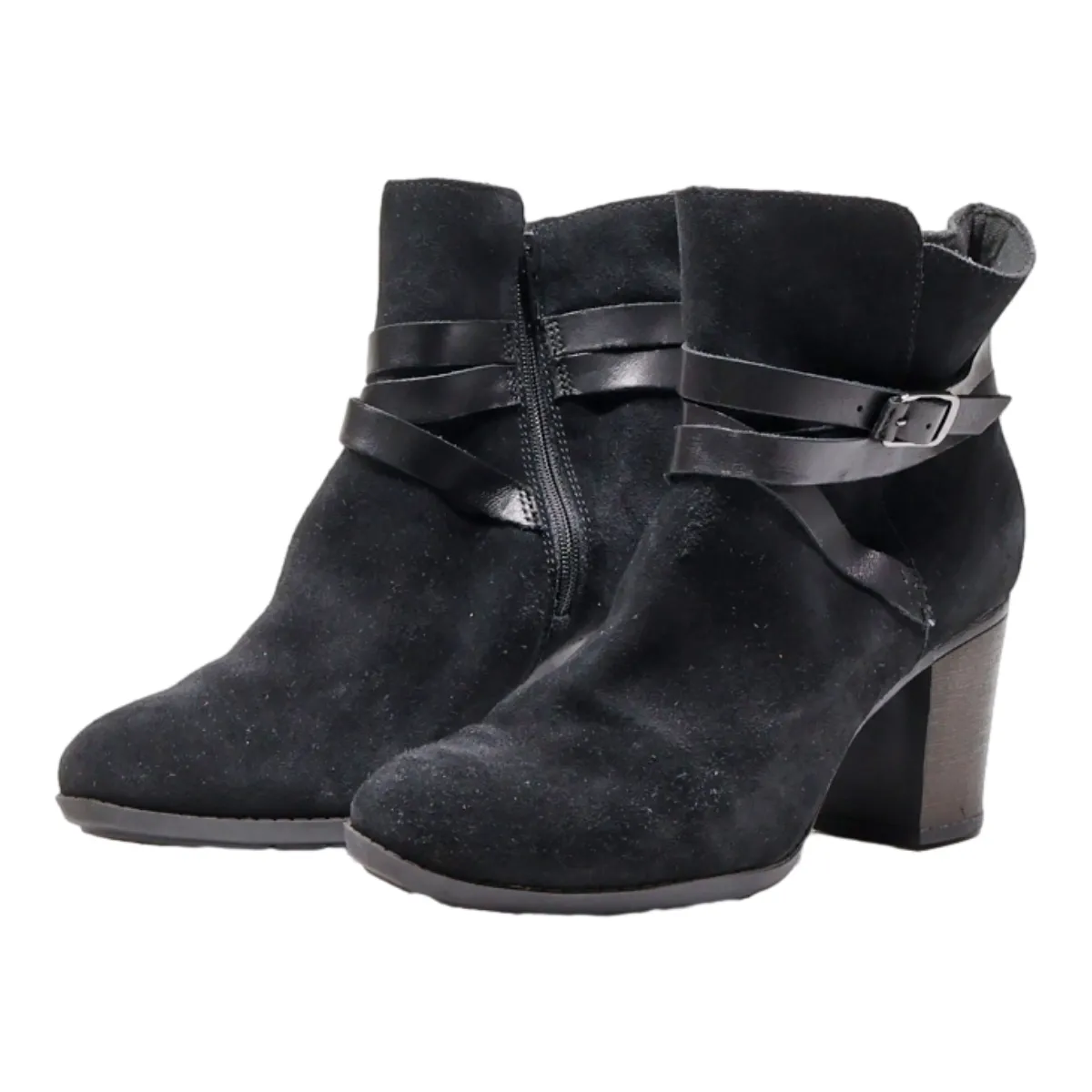 CLARKS Ankle Boots Black Suede Womens UK 6
