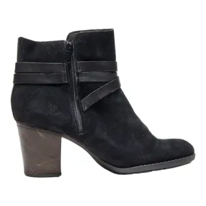 CLARKS Ankle Boots Black Suede Womens UK 6