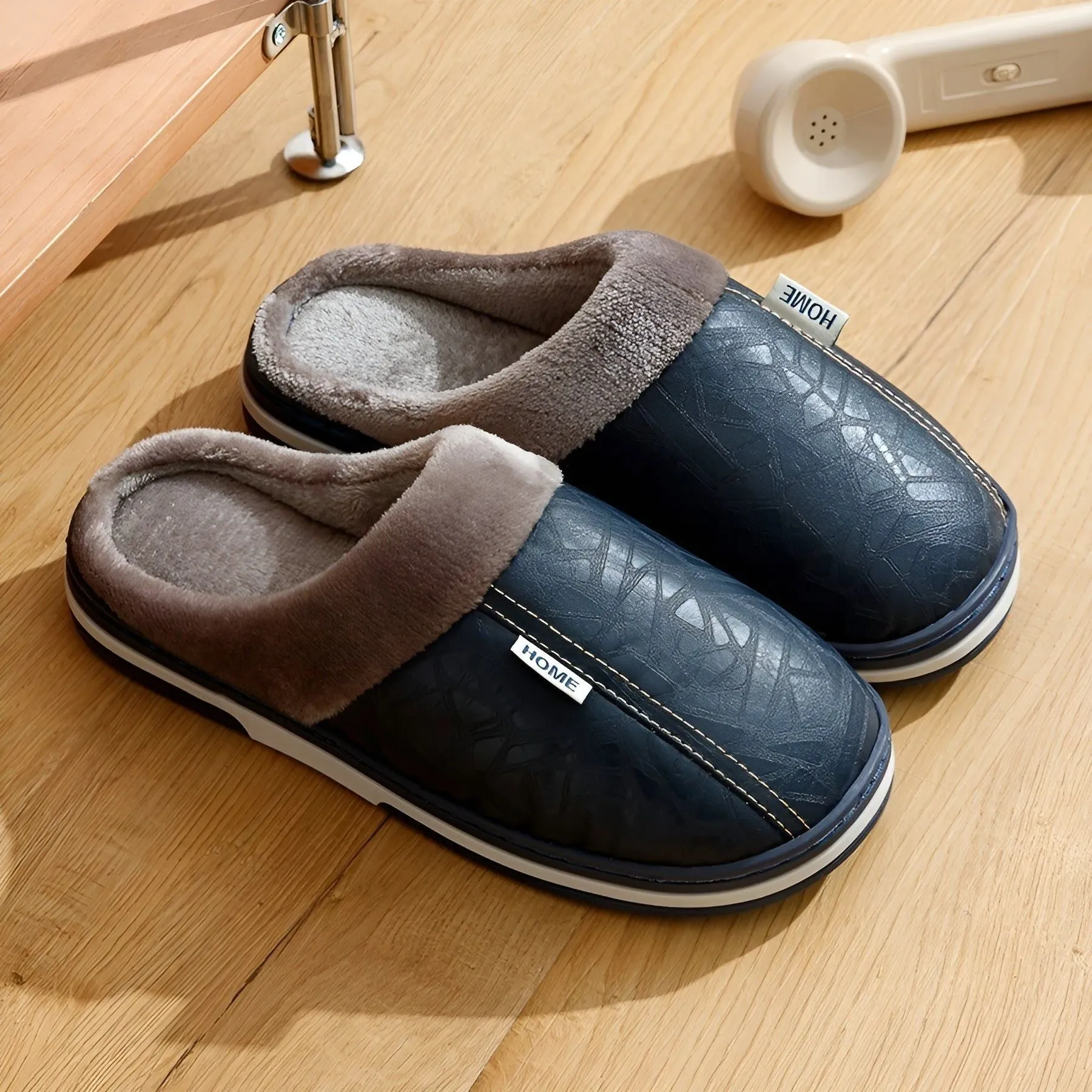 CozyWalk Slippers - Lässige Wasserdichte Vegan Leder Herren Hausschuhe
