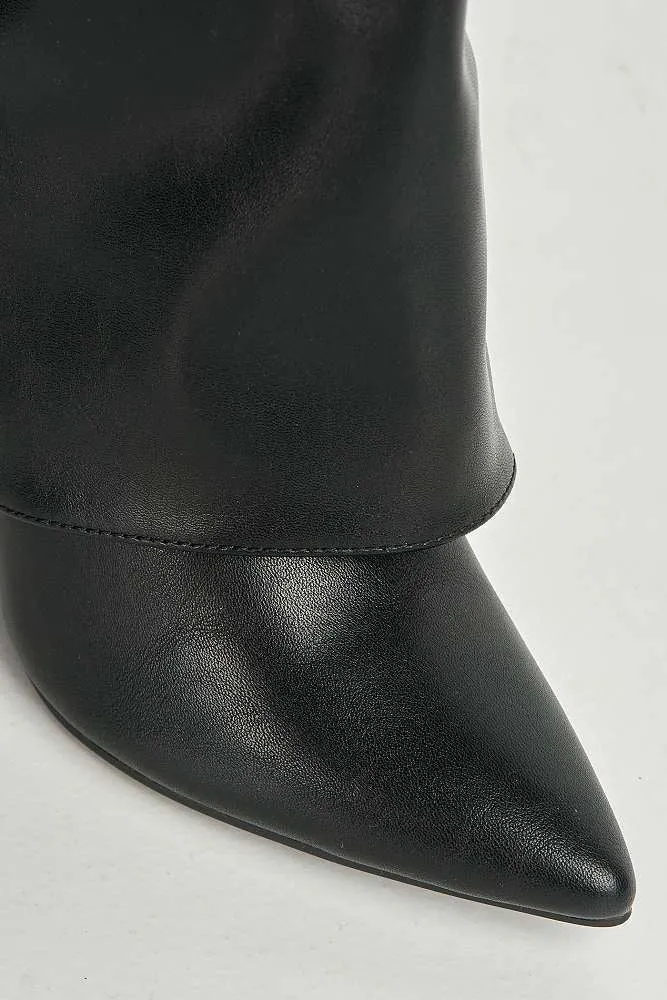 Dalia Pointed Toe Diamante Ankle Boots in Black