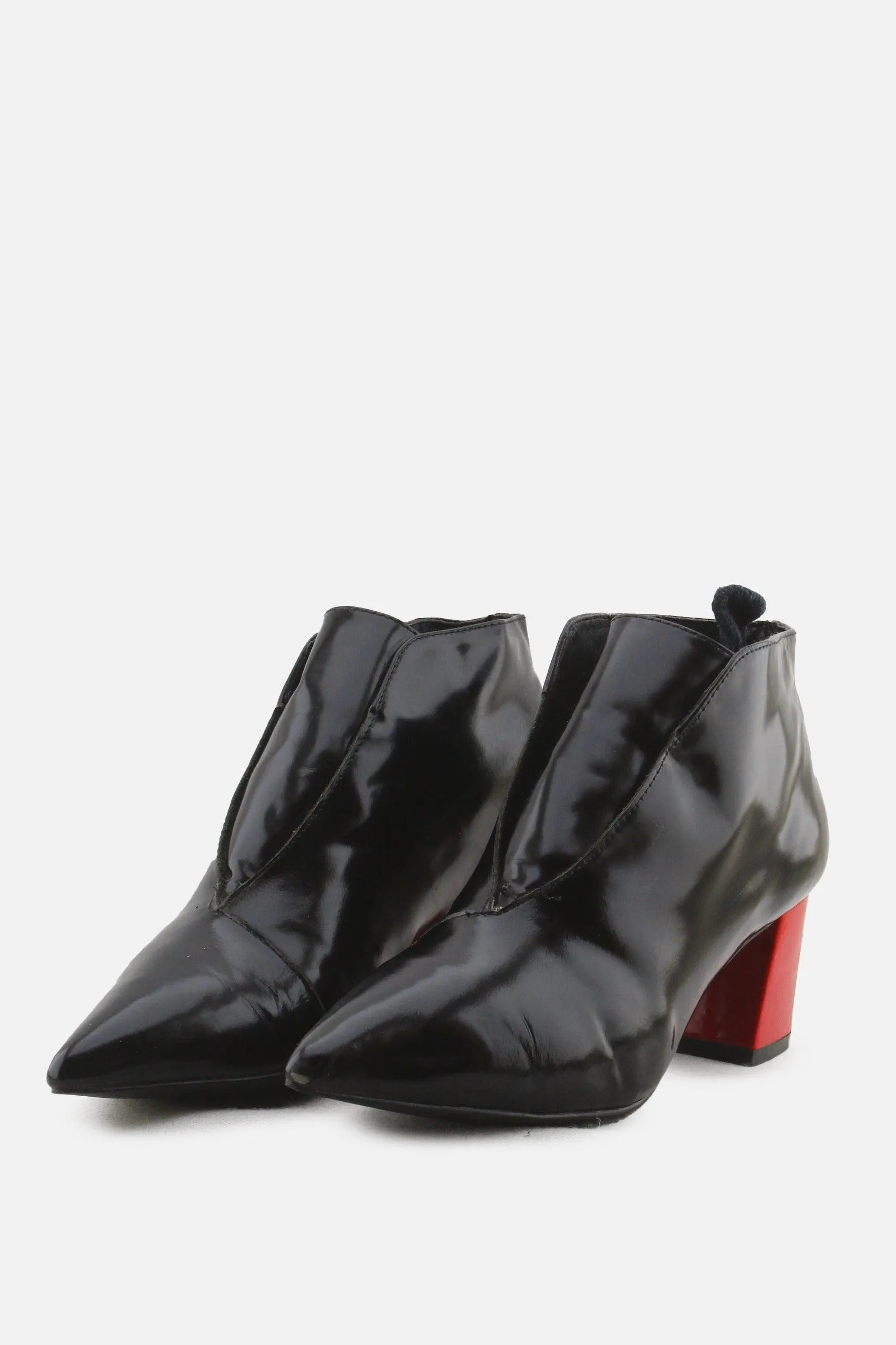 European Brand Block Heels Ankle Boots | 100% Synthetic Leather