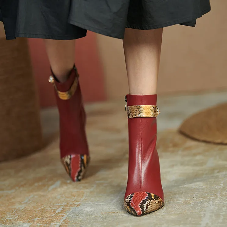 Felix Pointed Toe Burgundy Ankle Boots