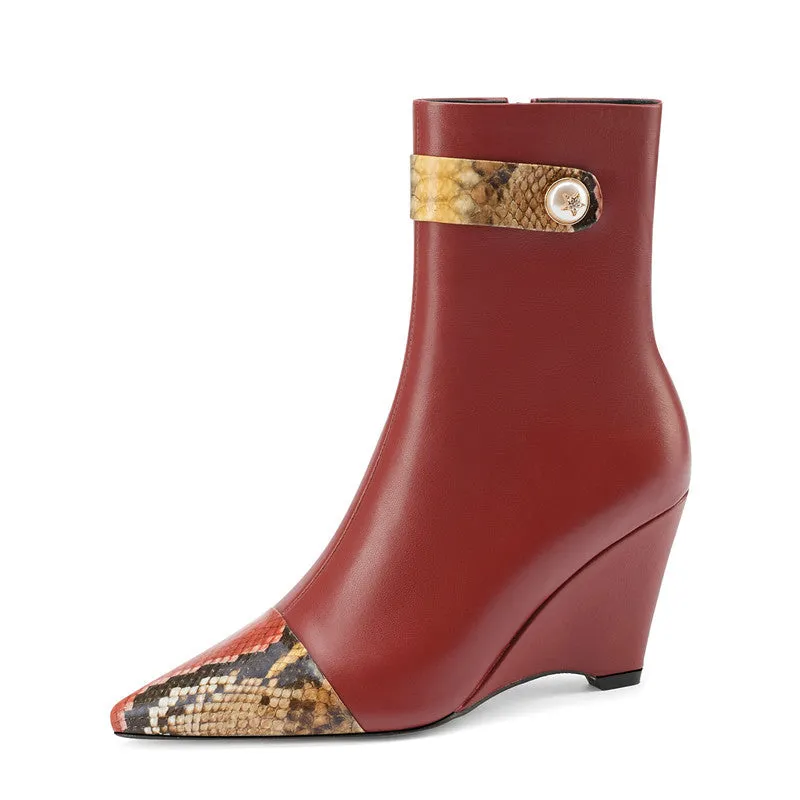 Felix Pointed Toe Burgundy Ankle Boots
