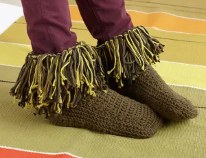 Fringy Crochet Slippers - Version 1