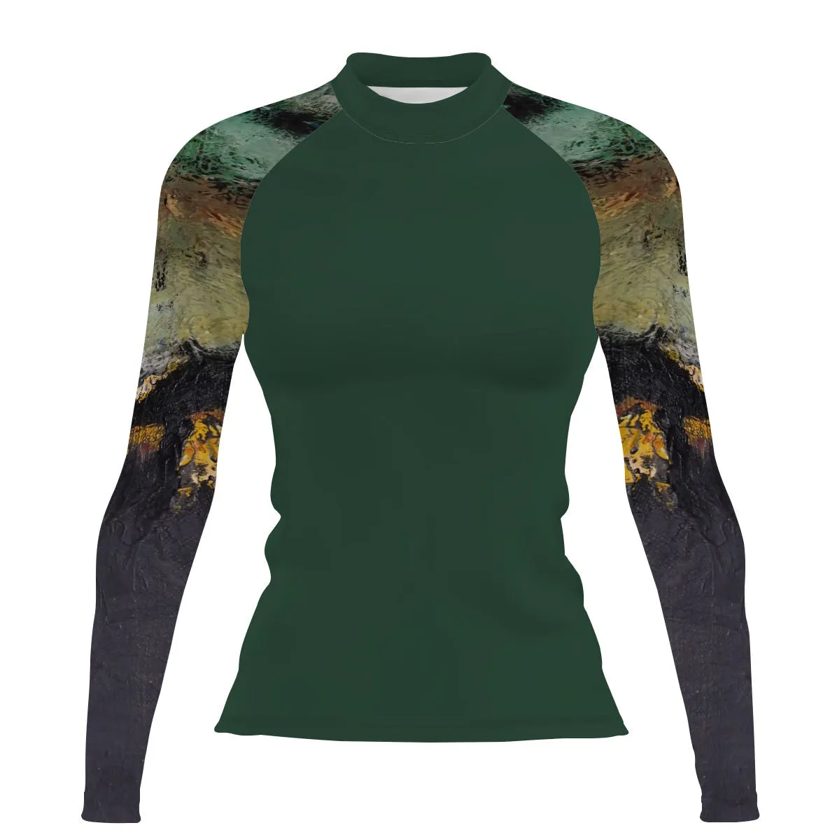 Green Oil On Canvas - Women's Surf UPF50  Long Sleeve Rash Guard