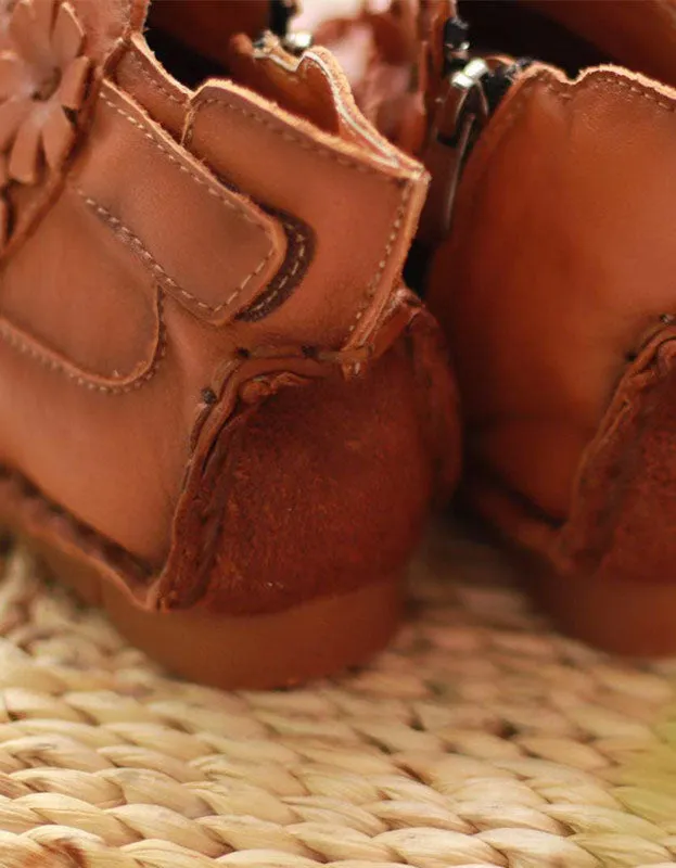 Handmade Chinese Style Soft Sole Flat Short Boots