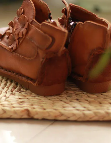 Handmade Chinese Style Soft Sole Flat Short Boots