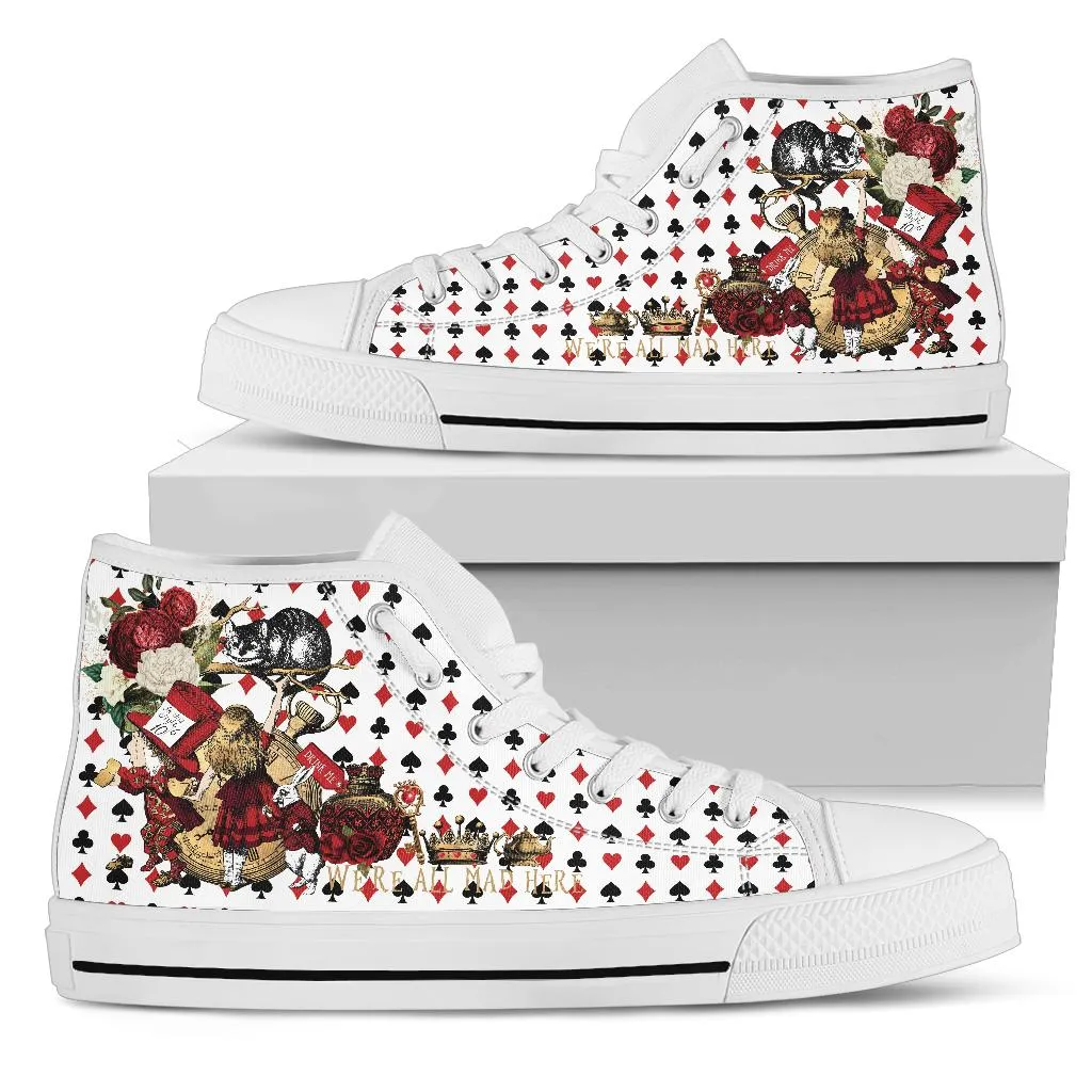 High Top Sneakers - Alice in Wonderland Gifts #103 Red Series | Birthday Gifts, Gift Idea, Custom Canvas Shoes, Cute Kawaii Aesthetic