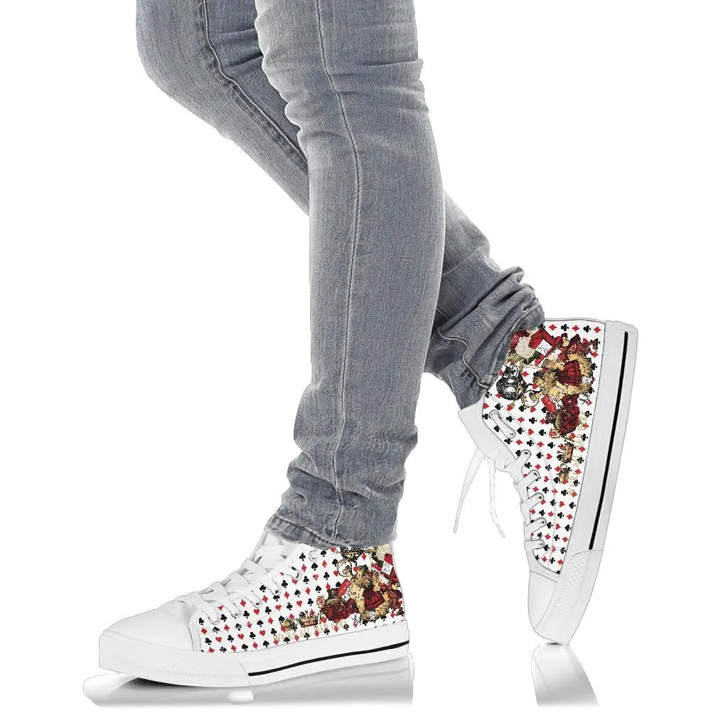 High Top Sneakers - Alice in Wonderland Gifts #103 Red Series | Birthday Gifts, Gift Idea, Custom Canvas Shoes, Cute Kawaii Aesthetic