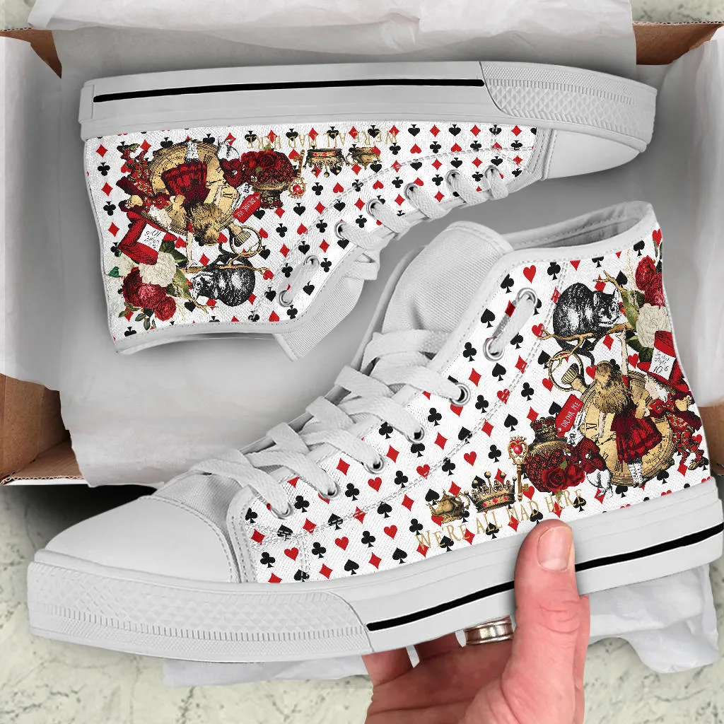 High Top Sneakers - Alice in Wonderland Gifts #103 Red Series | Birthday Gifts, Gift Idea, Custom Canvas Shoes, Cute Kawaii Aesthetic