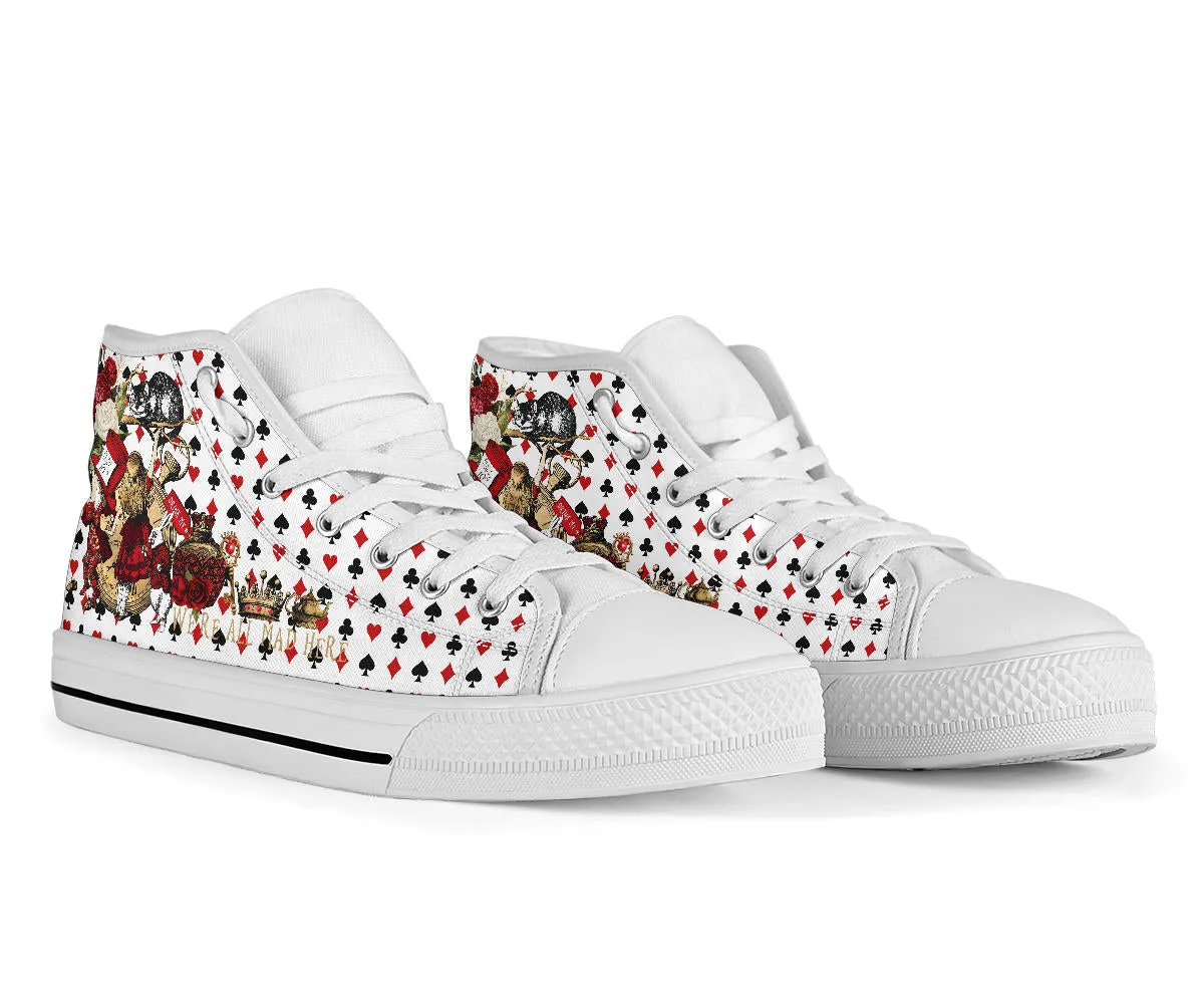 High Top Sneakers - Alice in Wonderland Gifts #103 Red Series | Birthday Gifts, Gift Idea, Custom Canvas Shoes, Cute Kawaii Aesthetic